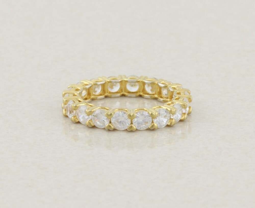 18k Gold Over Sterling Silver Sparkly Cubic Zirconia Eternity Band Ring Size 9